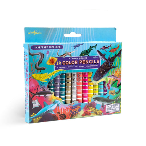 Sharks Striped Biggies Colored Pencils - JKA Toys