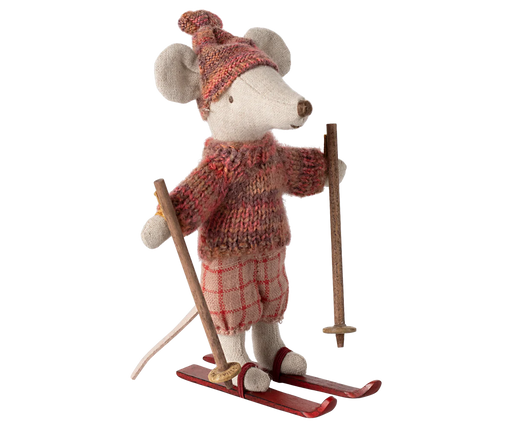 Maileg Winter Big Sister Mouse with Ski Set - Rose