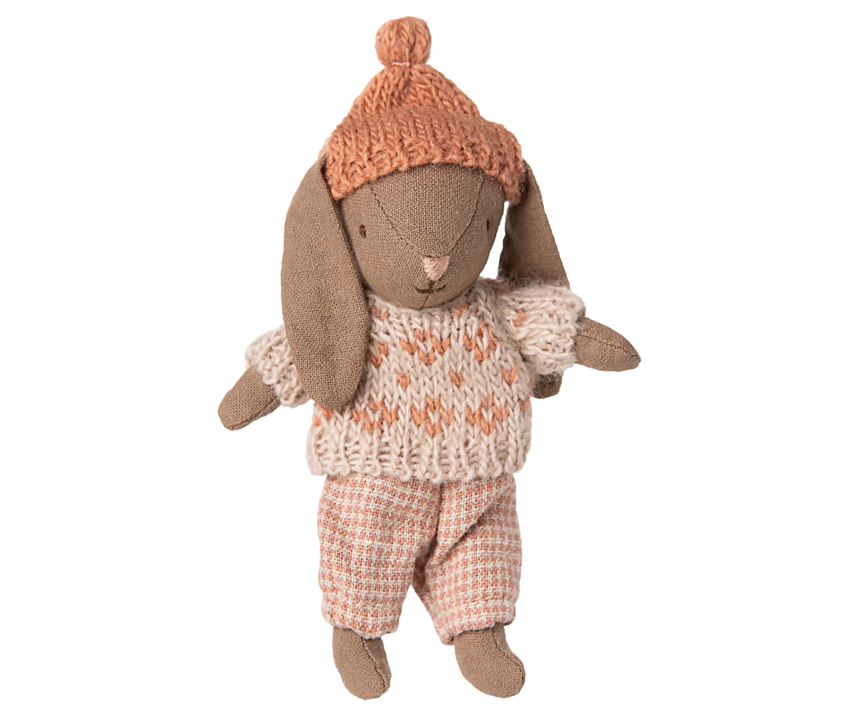 Maileg Winter Bunny, Micro - Brown - Rose - JKA Toys