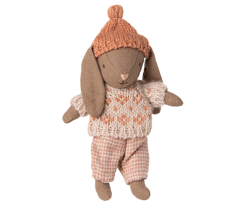 Maileg Winter Bunny, Micro - Brown - Rose - JKA Toys