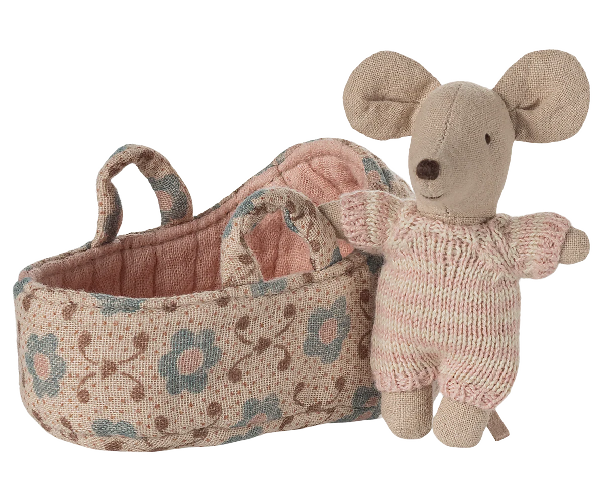 Maileg Baby Mouse in Carry Cot - JKA Toys
