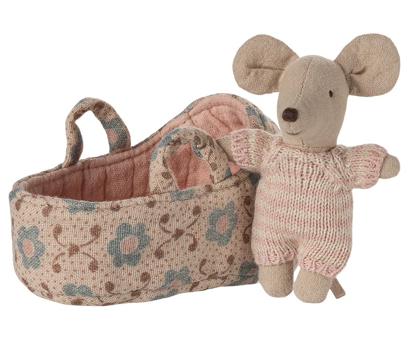 Maileg Baby Mouse in Carry Cot - JKA Toys