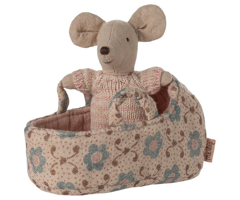 Maileg Baby Mouse in Carry Cot - JKA Toys