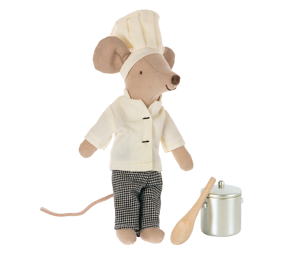 Maileg Chef Mouse with Soup Pot & Spoon