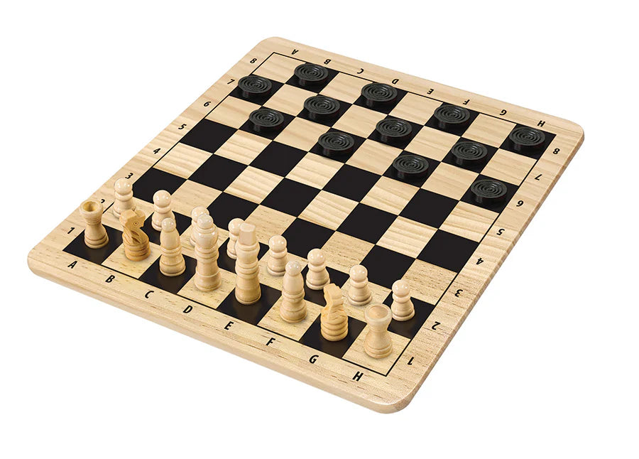 Wooden Chess and Checkers - JKA Toys