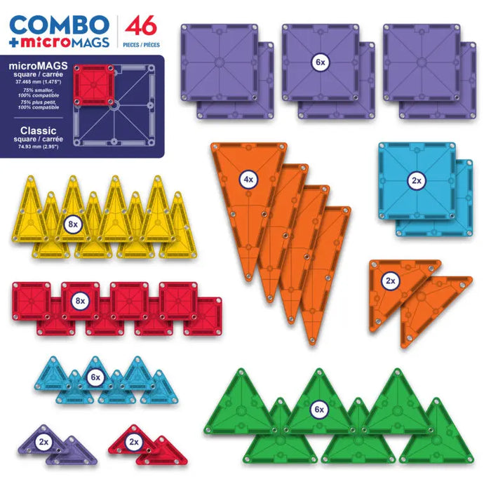 Magna-Tiles microMAGS 46 Piece Combo Set - JKA Toys