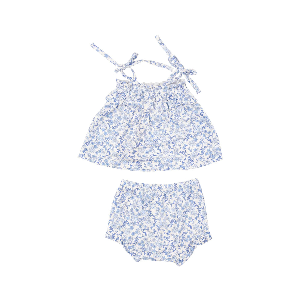 Blue Calico Floral Ruffle Top & Bloomer - JKA Toys