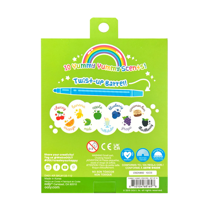 Yummy Yummy 10 Twist-Up Scented Crayons - JKA Toys