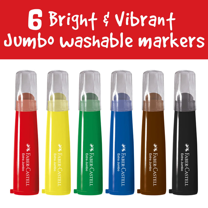 6 Jumbo Ultra Washable Markers - JKA Toys