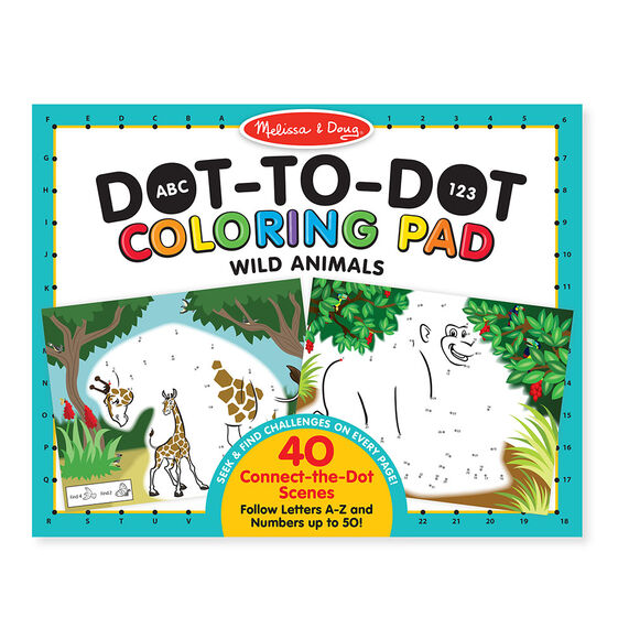 ABC 123 Dot To Dot Coloring Pad: Wild Animals - JKA Toys
