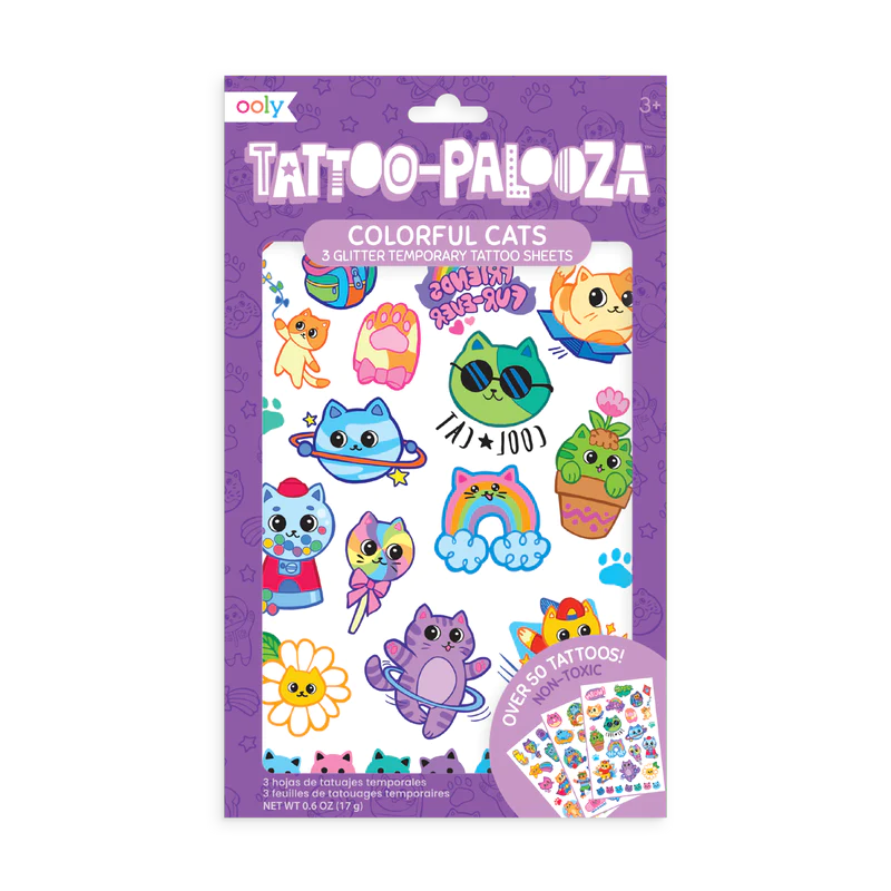 Tattoo-Palooza Colorful Cats Tattoos - JKA Toys