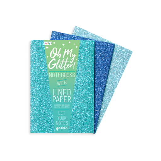Oh My Glitter! Aquamarine & Sapphire Lined Notebooks - Set of 3 - JKA Toys