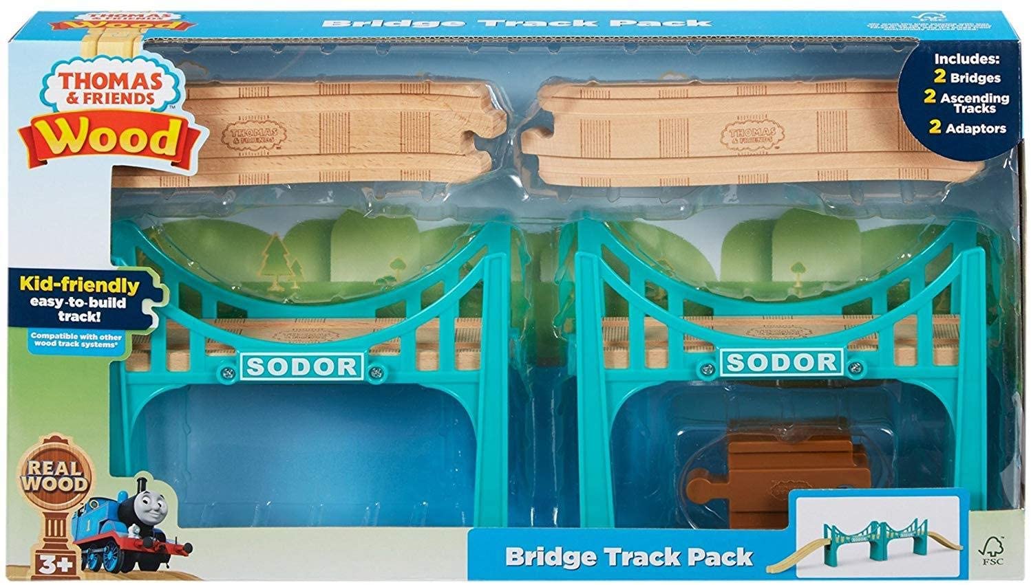 thumbnail image 2 of Wooden Double Deck Bridge Overpass Toy DIY Train Tracks Railway Scene 2 of 9