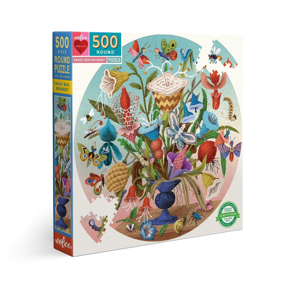 500 Piece Crazy Bug Bouquet Round Puzzle - JKA Toys