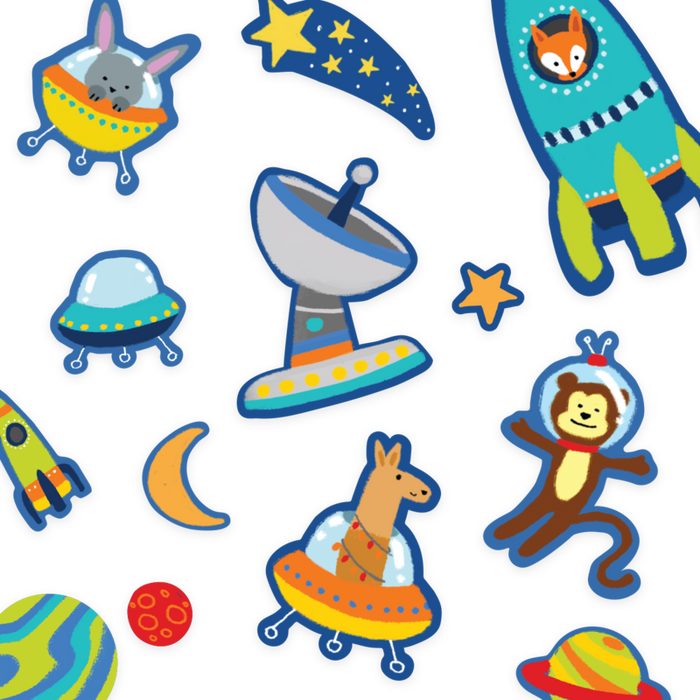 Play Again! Space Critters Reusable Sticker Scenes - JKA Toys