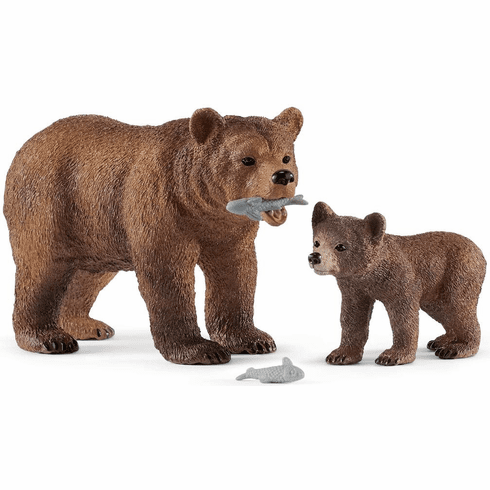 Schleich Grizzly Bear Mother with Cub - JKA Toys