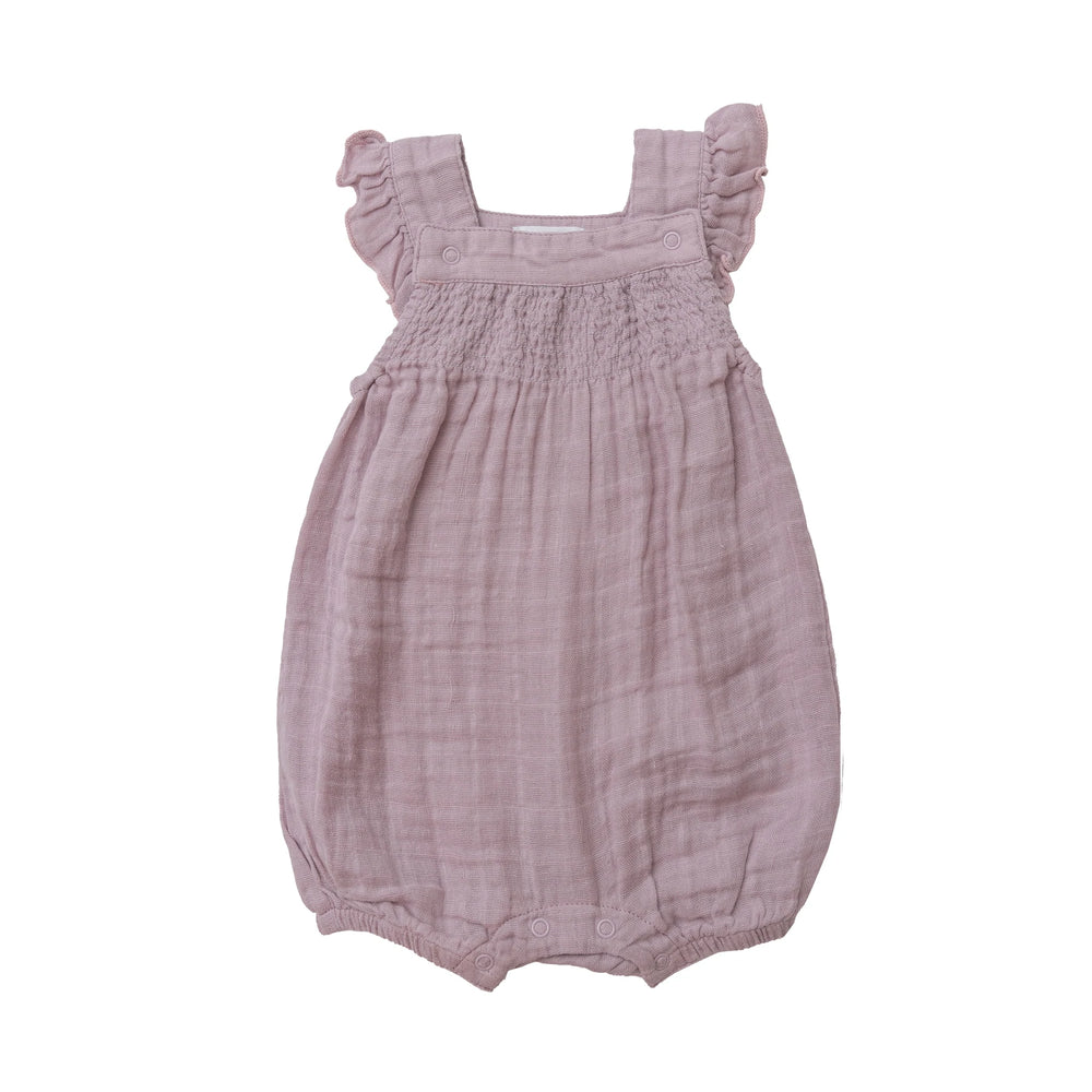 Lavender Smocked Front Shortie Overall - JKA Toys
