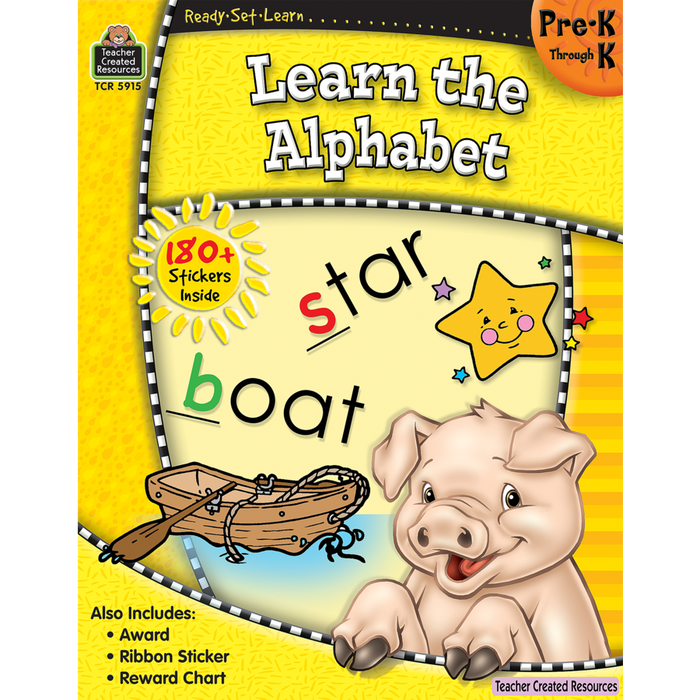 Ready Set Learn Workbook: Learn The Alphabet - Grades PreK-K - JKA Toys