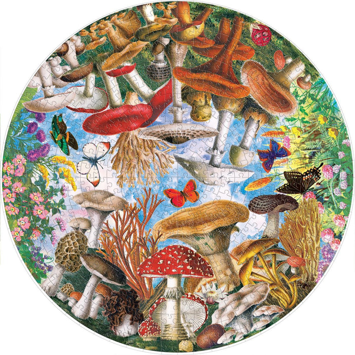500 Piece Mushrooms & Butterflies Round Puzzle - JKA Toys