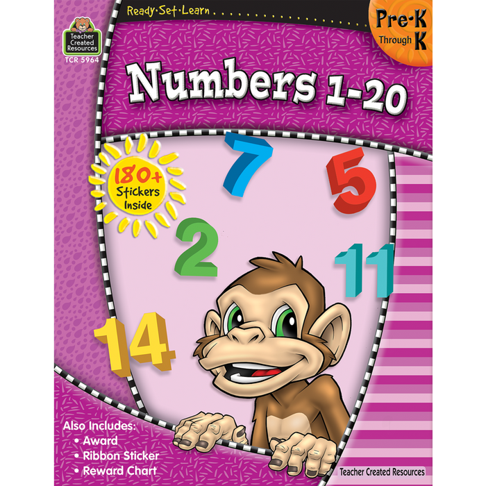 Ready Set Learn Workbook: Numbers 1-20 - Grades Pre-K - K - JKA Toys