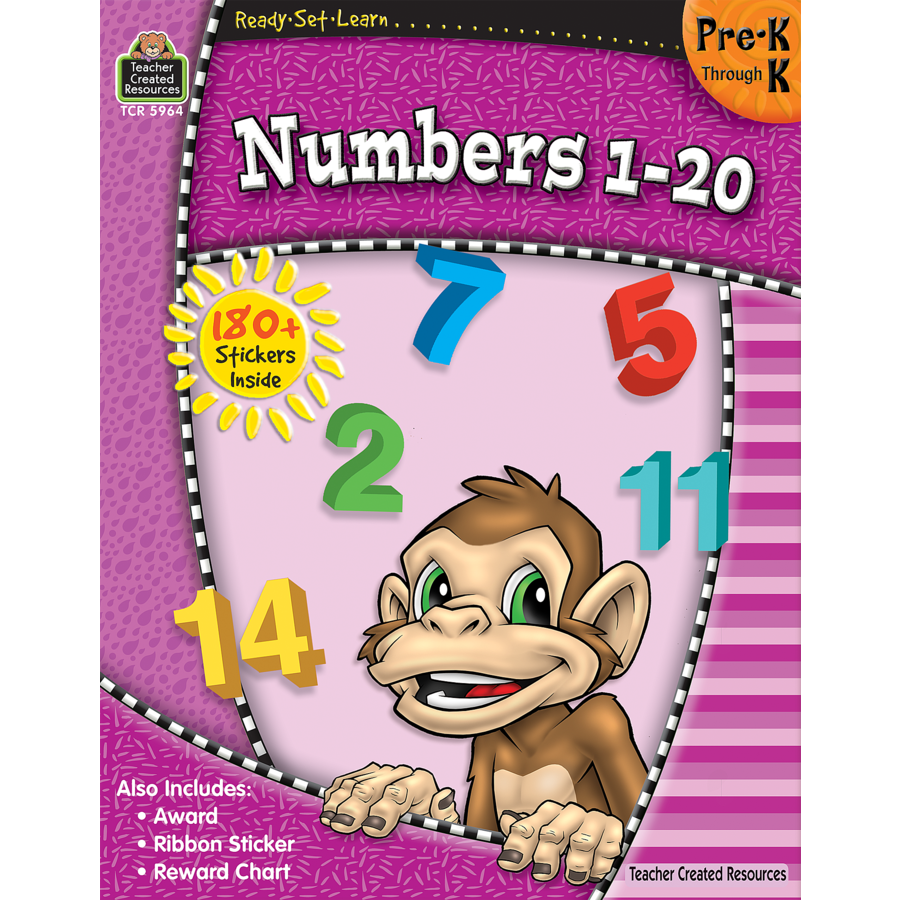 Ready Set Learn Workbook: Numbers 1-20 - Grades Pre-K - K - JKA Toys