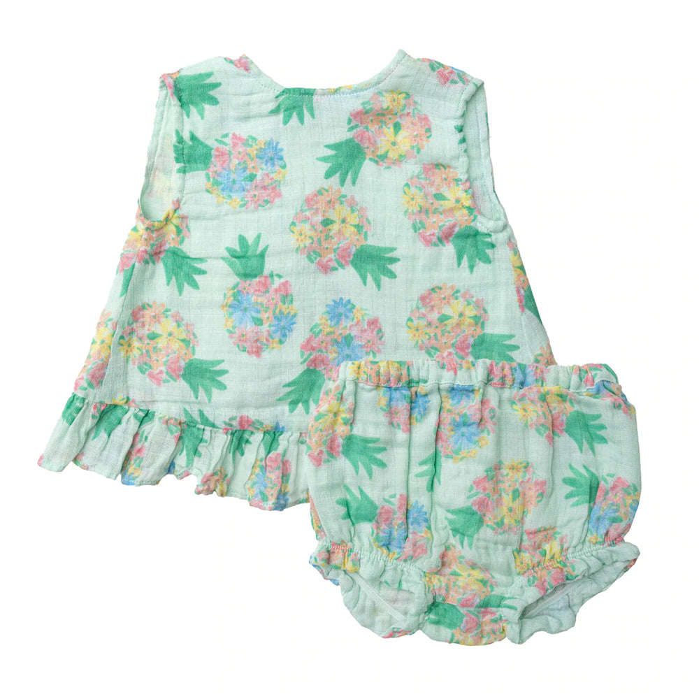 Pretty Pineapples Crossover Ruffle Back Top & Bloomer - JKA Toys