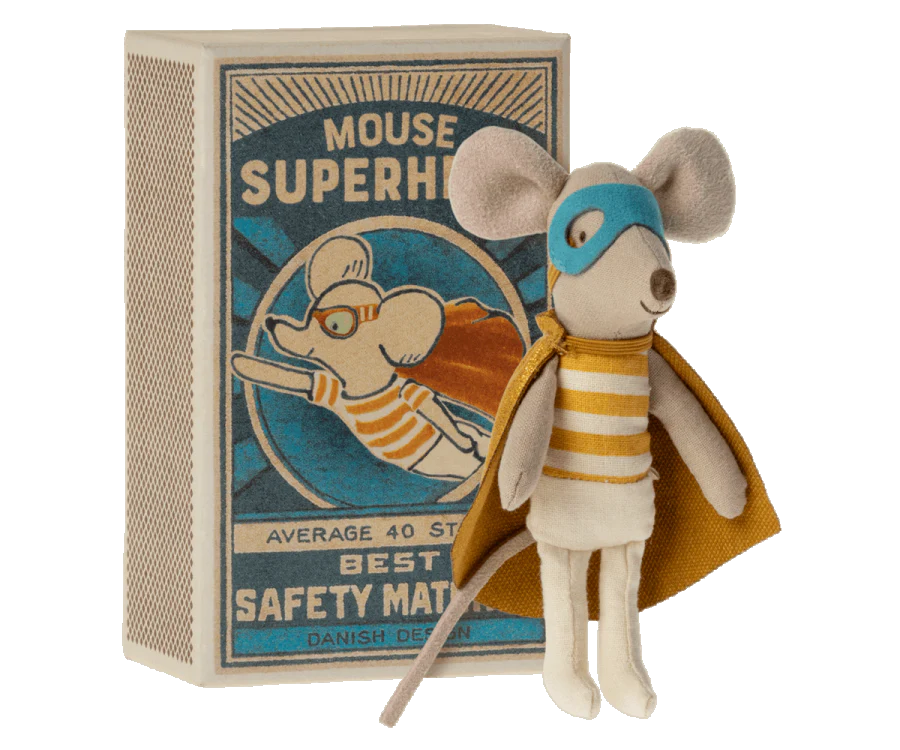 Maileg Mouse Superhero Little Brother In Matchbox - JKA Toys