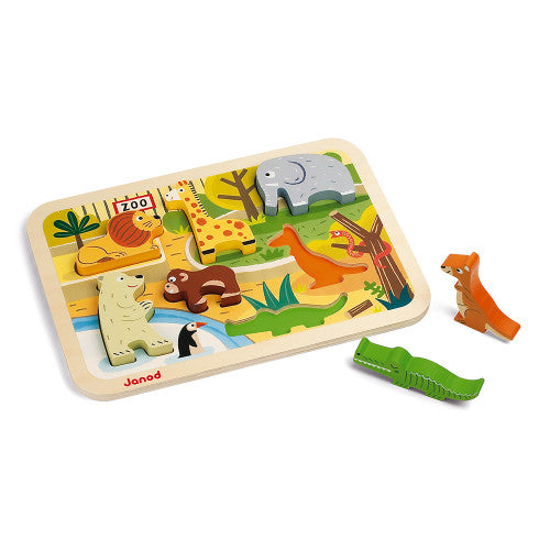 7 Piece Zoo Wooden Chunky Puzzle - JKA Toys