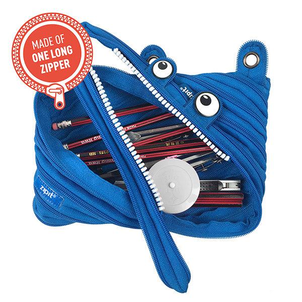Monster 3 Ring Pencil Pouch- Blue - JKA Toys